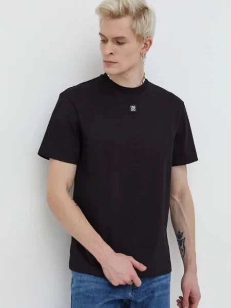 HUGO tricou din barbati neted negru