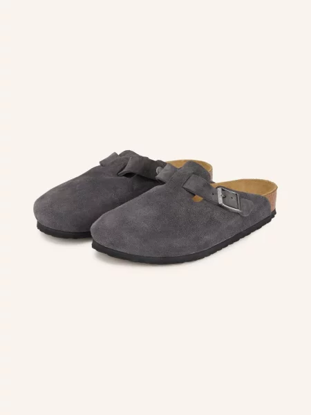 Birkenstock klapki zamszowe Boston szare