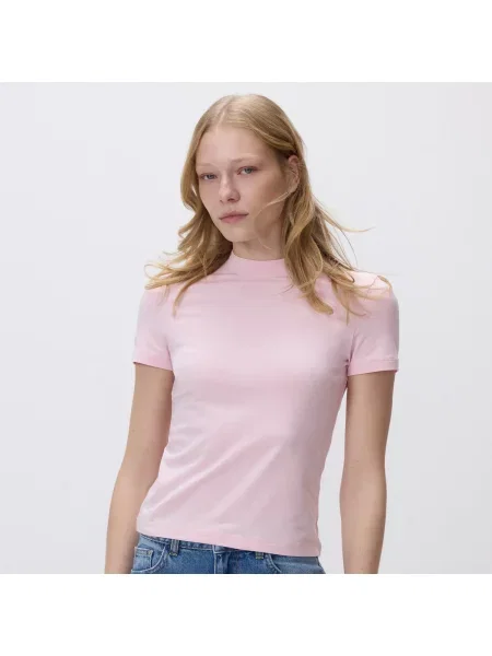 Reserved Tričko slim fit pastelově růžová
