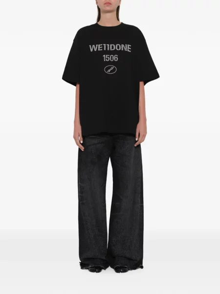 Tricou We11done cu perle negru