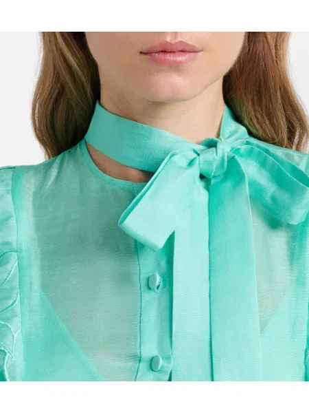 Rochie maxi Leo Lin de in cu legături verde