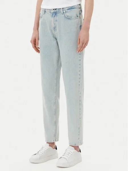 Дънки Karl Lagerfeld Jeans с висока талия синьо