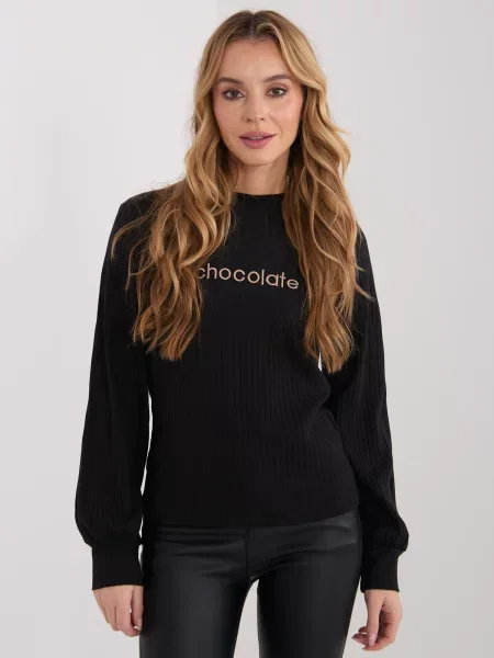 Pulover Rue Paris z napisom črna