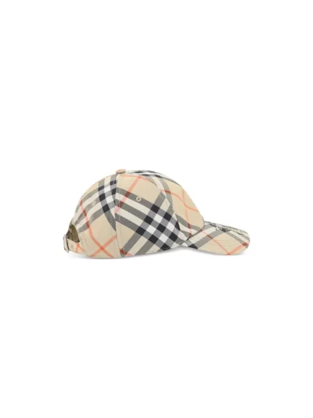 Czapka z daszkiem Burberry w kratę beżowa