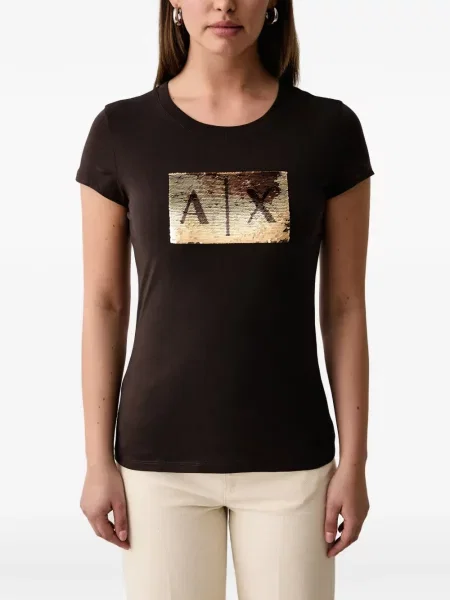 Tricou Armani Exchange cu paiete maro
