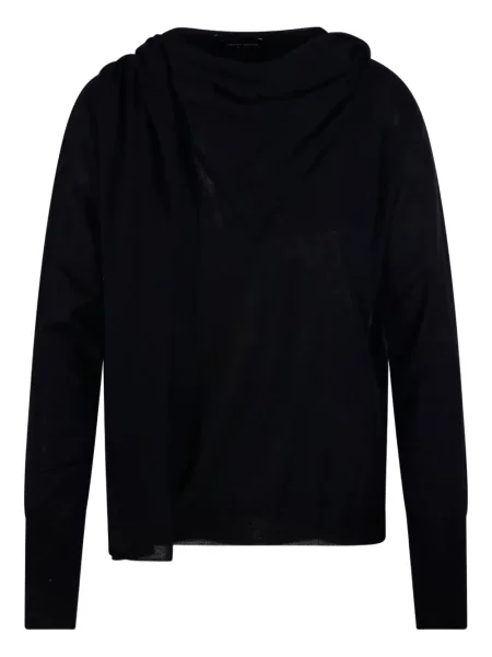 Sweter Roberto Collina drapowany czarny