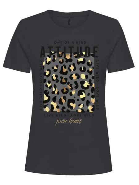 ONLY Tricou KITA galben auriu / gri bazalt negru