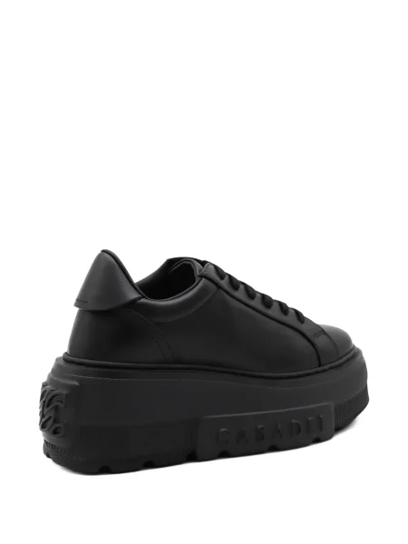 Sneakerși Casadei cu șireturi cu platformă din dantelă negru