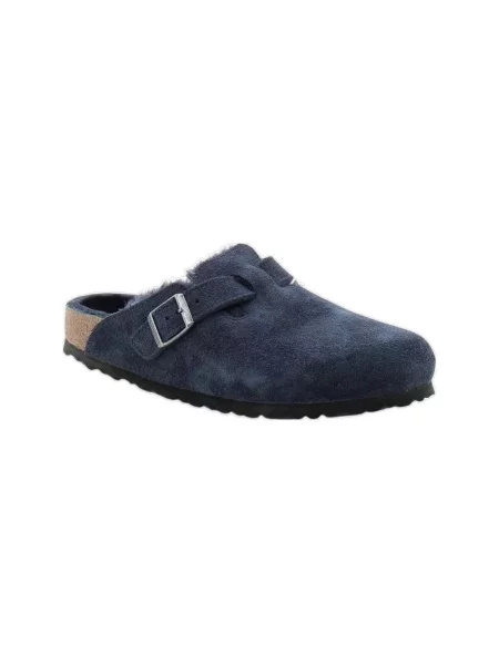 Papuci tip mules Birkenstock din nubuc albastru