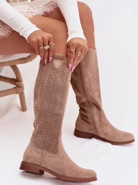 Боти до глезена S. Barski с нисък ток с дантела