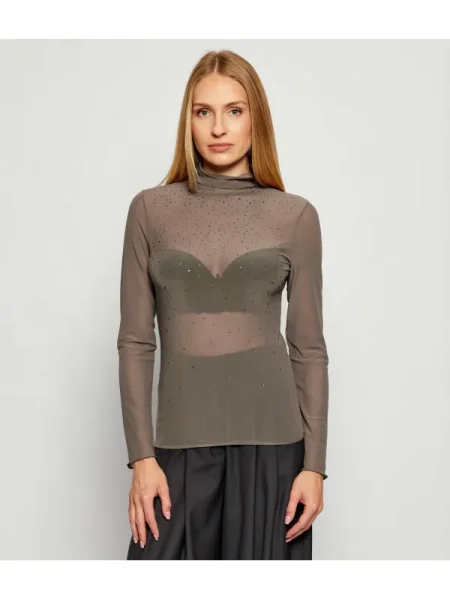 Bluză Marc Cain cu guler înalt gri