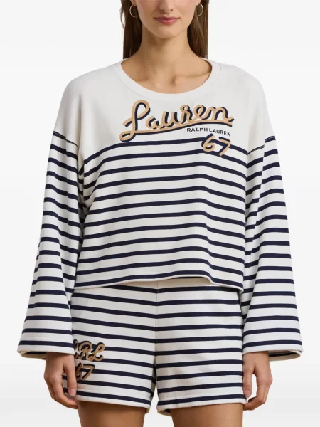 Ριγέ τοπ Lauren Ralph Lauren με αυτόγραφο λευκό
