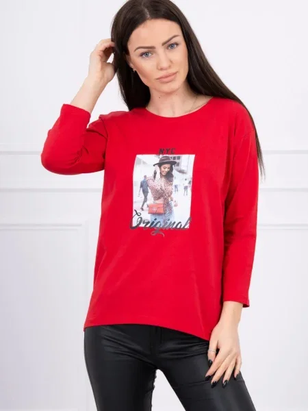 Bluză Kesi cu imagine roșu