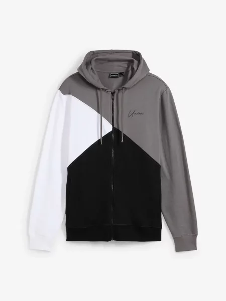 Bluza rozpinana z kapturem z bawełny organicznej szara