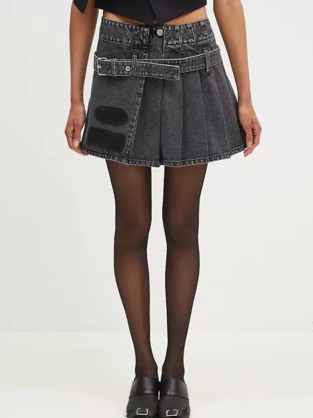 Ambush Jeans krilo Denim Pleats Skirt črna