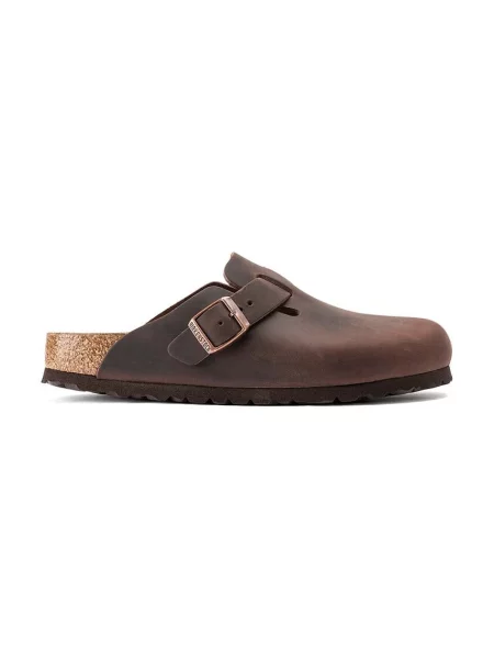 Birkenstock Usnjeni natikači Boston rjava