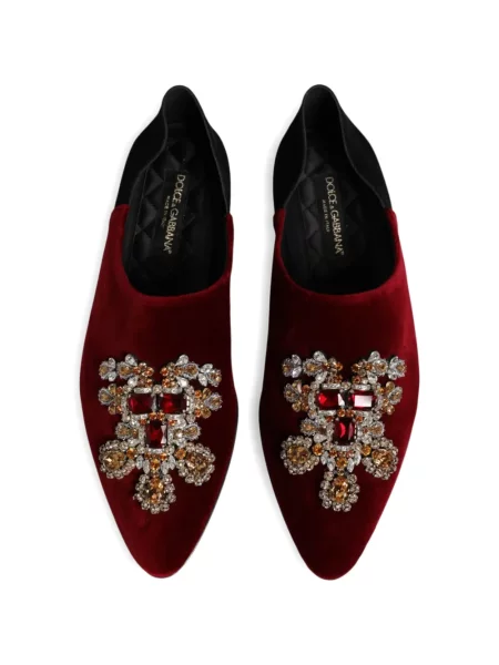 Pantofi loafer Dolce & Gabbana de catifea roșu