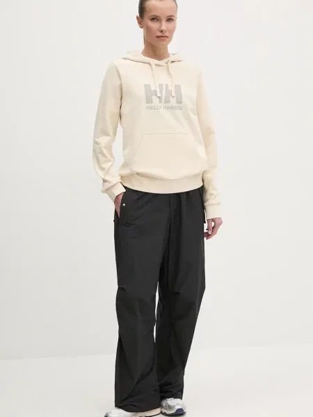 Кофта Helly Hansen HH LOGO з капюшоном з принтом бежевий