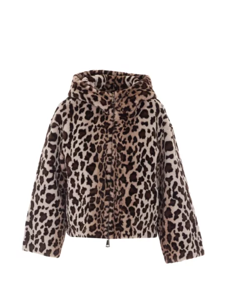 Reversibil geacă Lou Andrea cu imagine cu model leopard maro