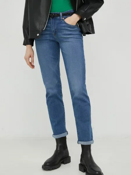 Levi's jeansy Boyfriend medium waist błękitne