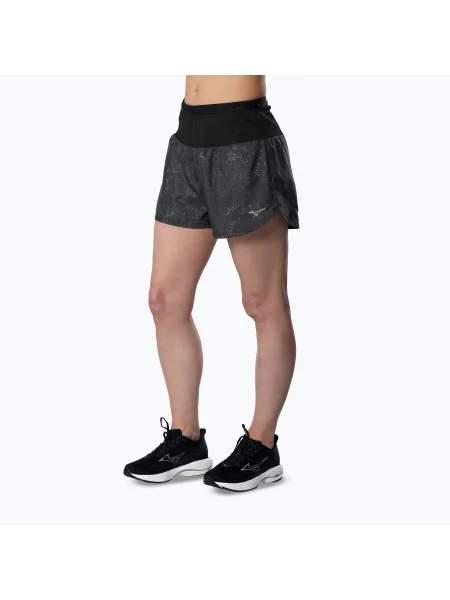 Pantaloni scurți de alergare pentru femei Mizuno Active Graphic Multi Pocket black negru