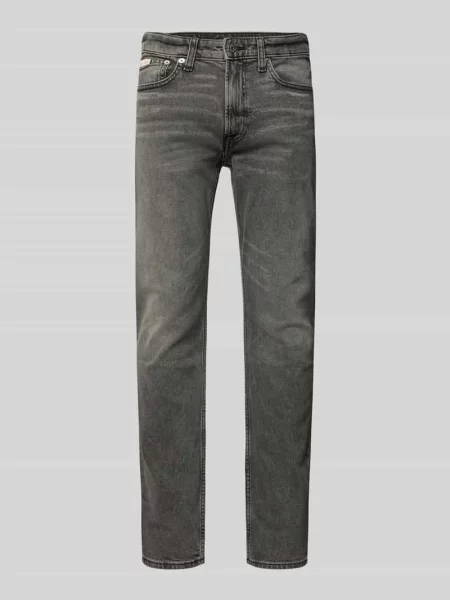 Jeansy o kroju slim fit z efektem znoszenia i detalem z logo Calvin Klein Jeans szare
