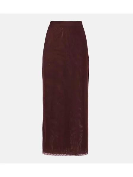 Fustă midi Sir cu talie înaltă din jerseu până la genunchi maro