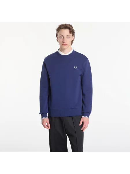 Hanorac crewneck Fred Perry cu decolteu rotund albastru