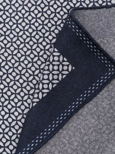Fular Brunello Cucinelli de mătase cu imprimeu geometric albastru