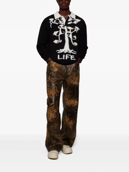 Pantaloni Nahmias din piele negru
