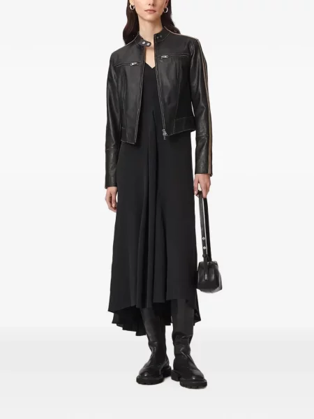 Geanta de piele Allsaints cu dungi negru