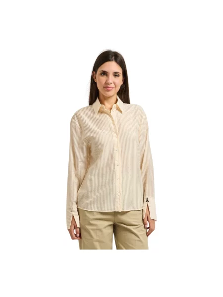 Koszula Patrizia Pepe w paski beżowa