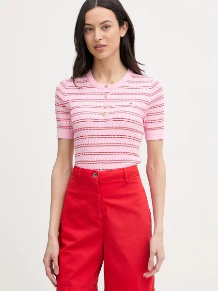 Tommy Hilfiger Πλεκτό T-shirt γυναικείο ροζ