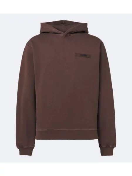 Hanorac cu glugă Jacquemus din fleece cu autograf maro
