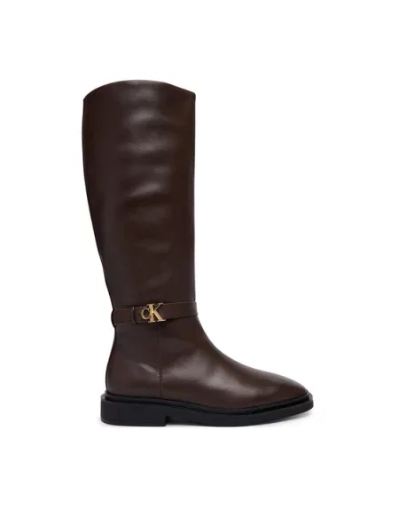 Calvin Klein Kozaki Square High Boot Lth Mg Hdw brązowy