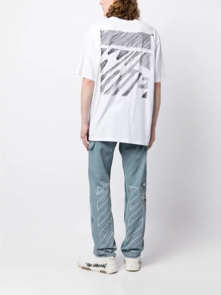 Raštuotas marškinėliai Off-white balta