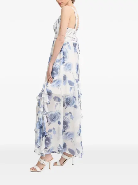 Rochie maxi Guess cu model floral cu imagine alb