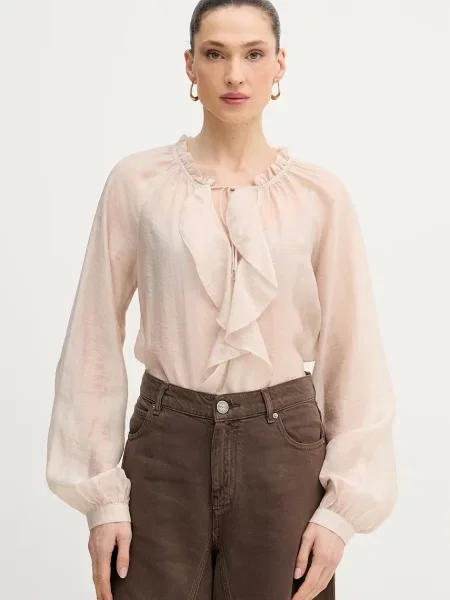 Guess bluză cu volane Femei MAELYS bej