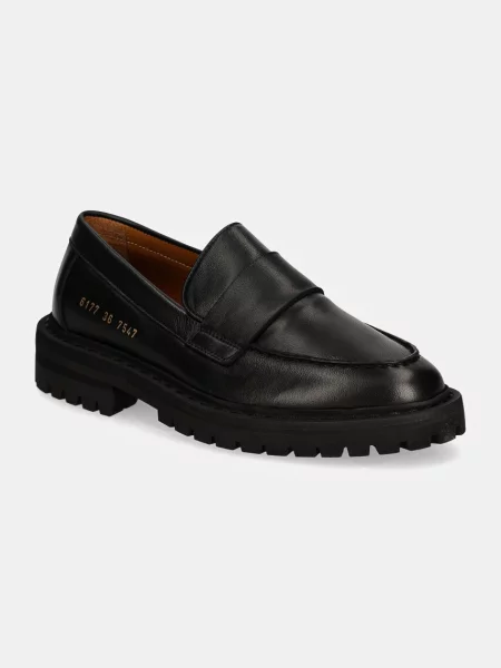 Kožené mokasíny Common Projects Chunky Loafer na platformě černá