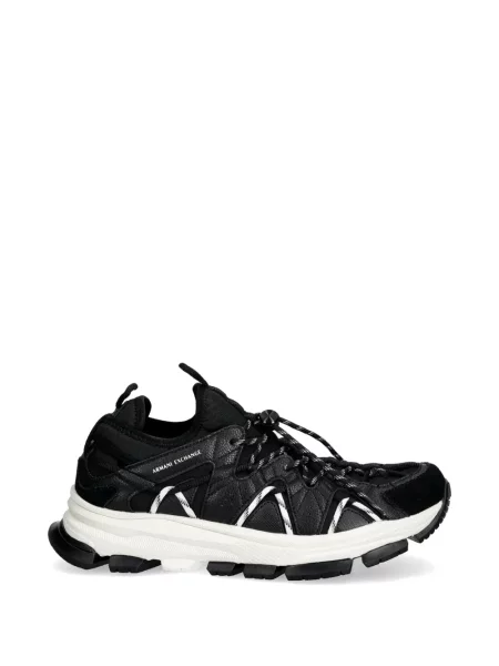 Sneakerși Armani Exchange cu șireturi din dantelă matlasate negru