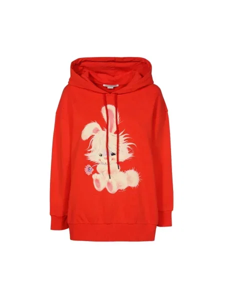 Bluza z kapturem Stella Mccartney z nadrukiem czerwona