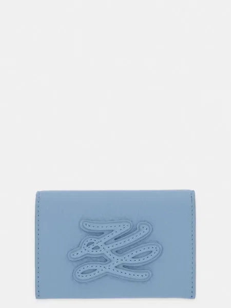 Karl Lagerfeld etui za kartice usnjen K/AUTOGRAPH modra