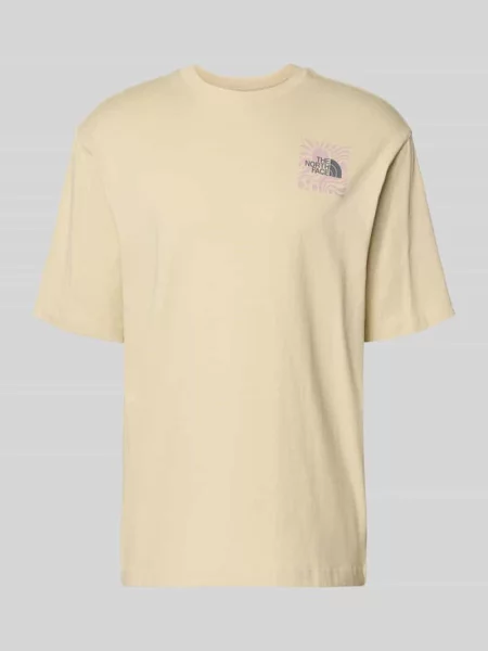 Oversize’owy T-shirt z nadrukiem logo The North Face beżowa