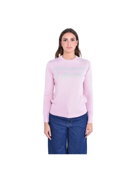 Sweter Mc2 Saint Barth wełniany elegancki różowy