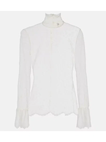 Bluză Chloé cu model floral transparente din dantelă alb