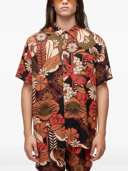 Къс риза Osklen на цветя черно