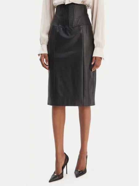 Sukně z imitace kůže Bardot černé