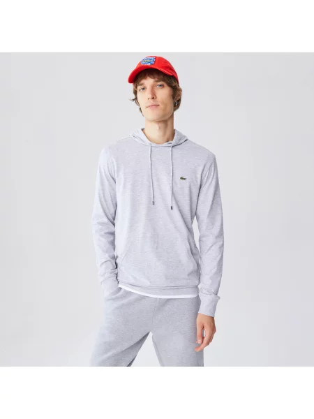 Lacoste Bluza Z Kapturem I Bawełnianą Dżersejową Bluzą Lacoste szara