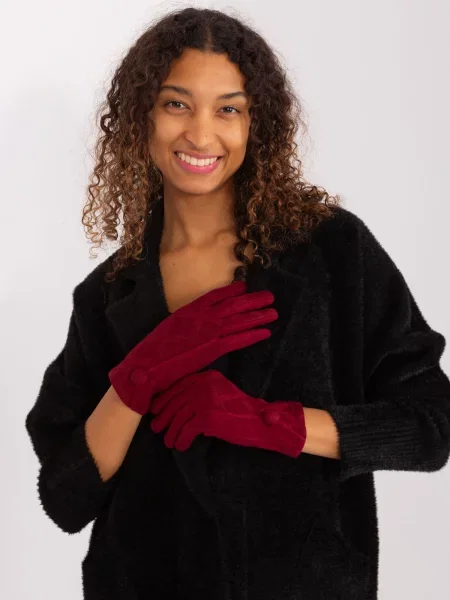 Mănuși Fashionhunters tricotate bordo