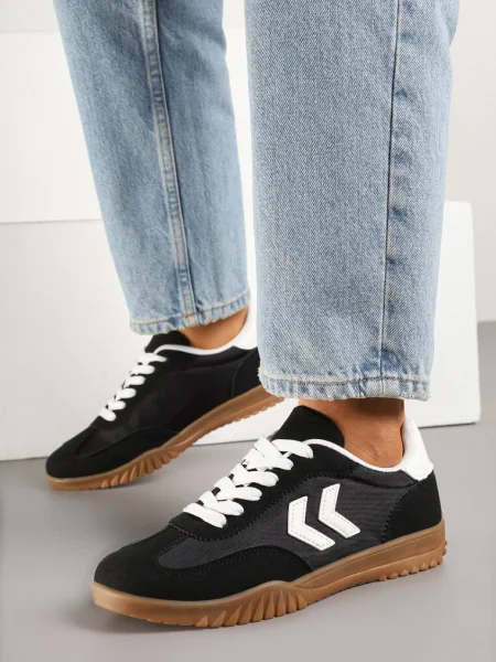 Sneakersy Typu Kultowe Tenisówki Zdobione Przeszyciami Naporae czarne
